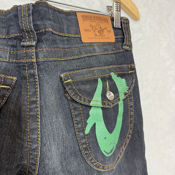 NWT True Religion 29 Joey Big‎ T Jeans Painted Flap Straight Low-Rise Streetwear - Picture 5 of 11